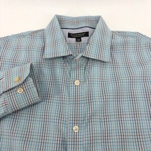Banana Republic Mens Large Blue Plaid Non-Iron Classic Fit Button Down Shirt